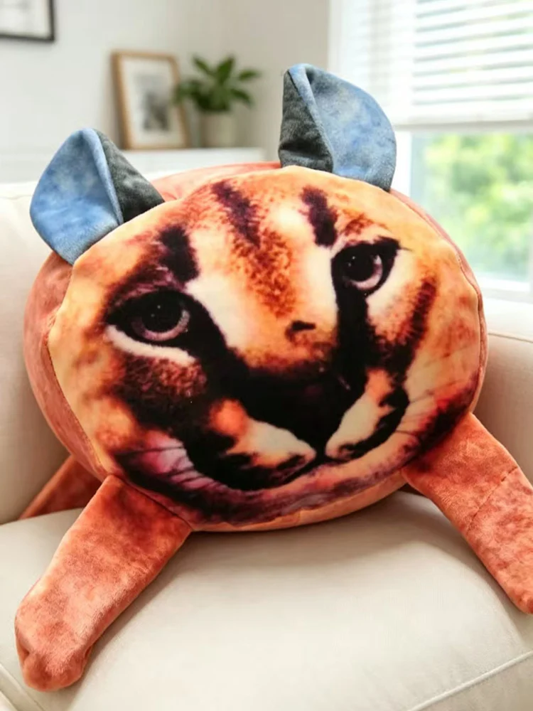 Cute Caracal Plush Pillow Soft Fluffy Wild Cat Stuffed toy with Tufted Ears for Sofa, Bed ， Animal Lovers and gifts. - view 6