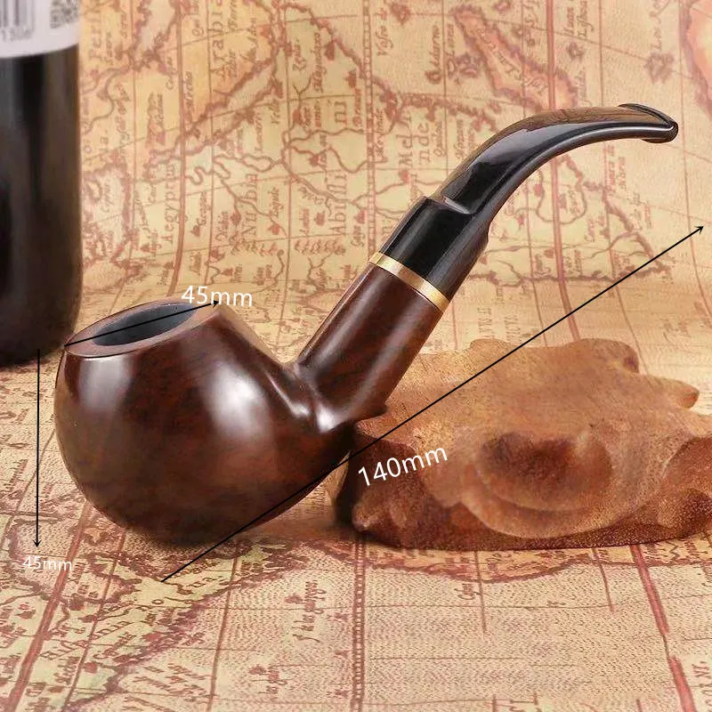 1pc New Handmade Ebony Wood Smoker Smoking Tobacco Pipe Root Smoking Pipes Bent Design For Men Freeshipping