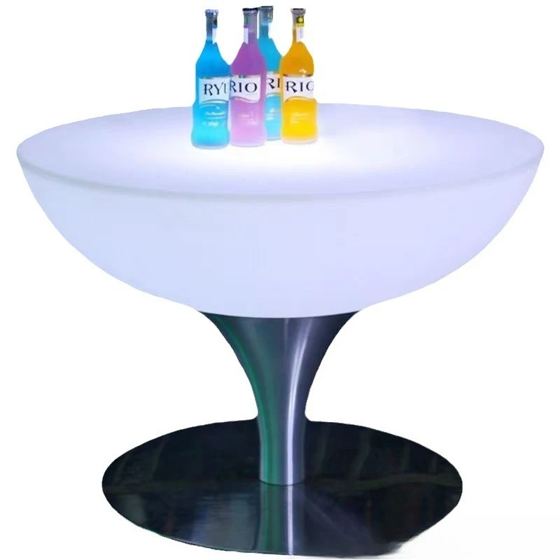 

LED luminous high bar table and chair combination creative loose table outdoor leisure Wuqing bar round bar light luxury