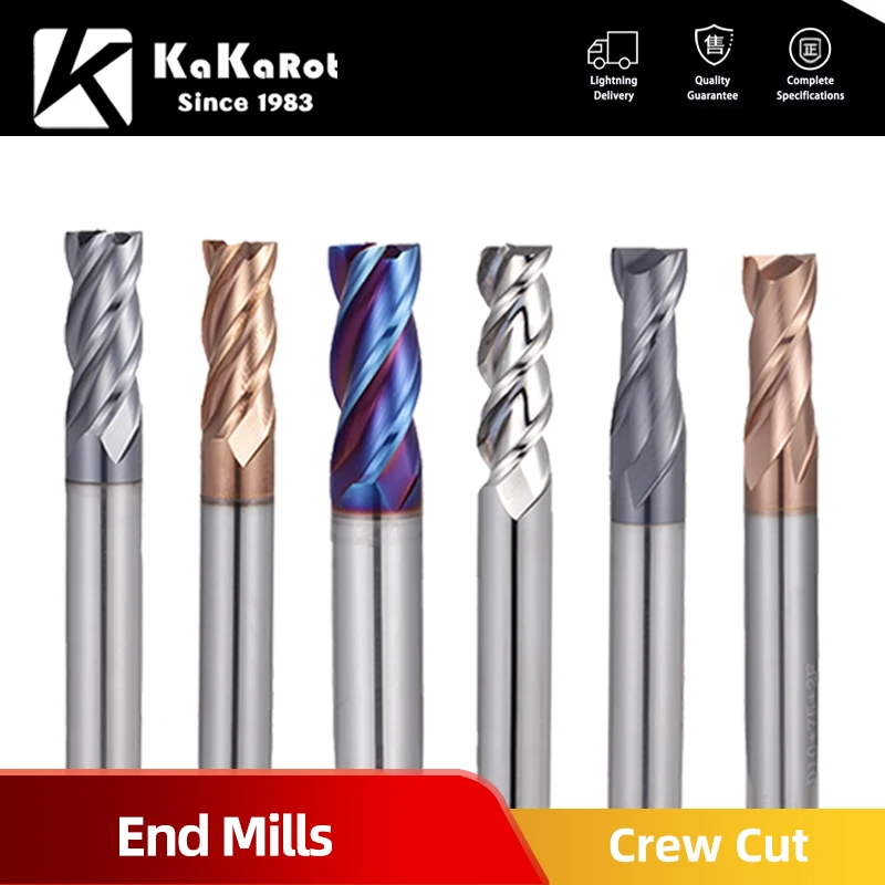 Kakarot-cnc Carbide End Mills Máquina de Tungstênio Ferramentas Fresadoras Metal Assento Chave Router Face Bit Hrc50 55 65 Moinho Flauta