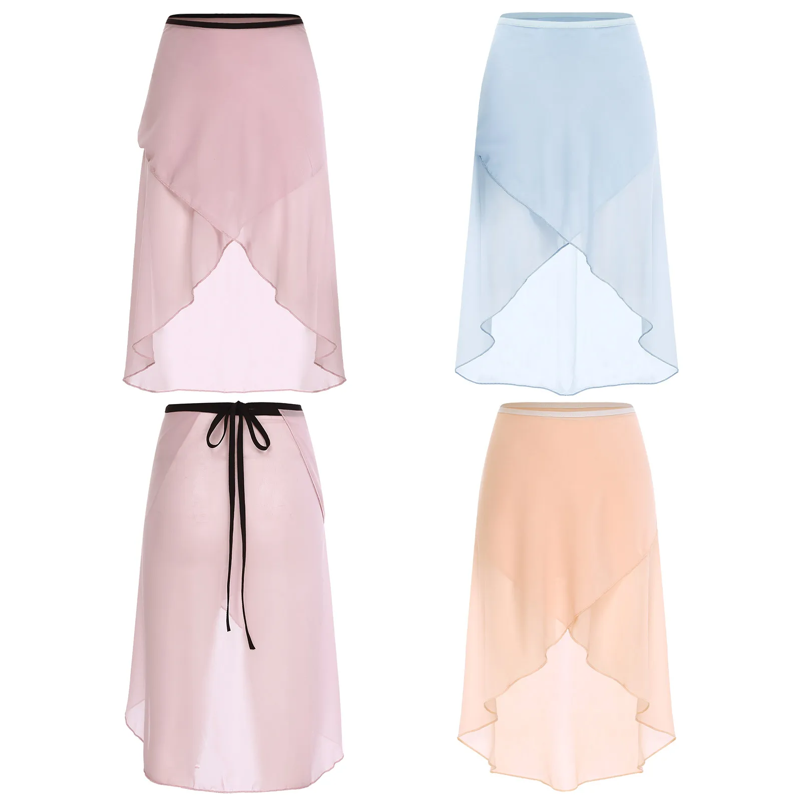 Jupes de Ballet en mousseline de soie pour femmes, Costume d'échauffement pour examen de pratique de danse irrégulière, jupe transparente à lacets