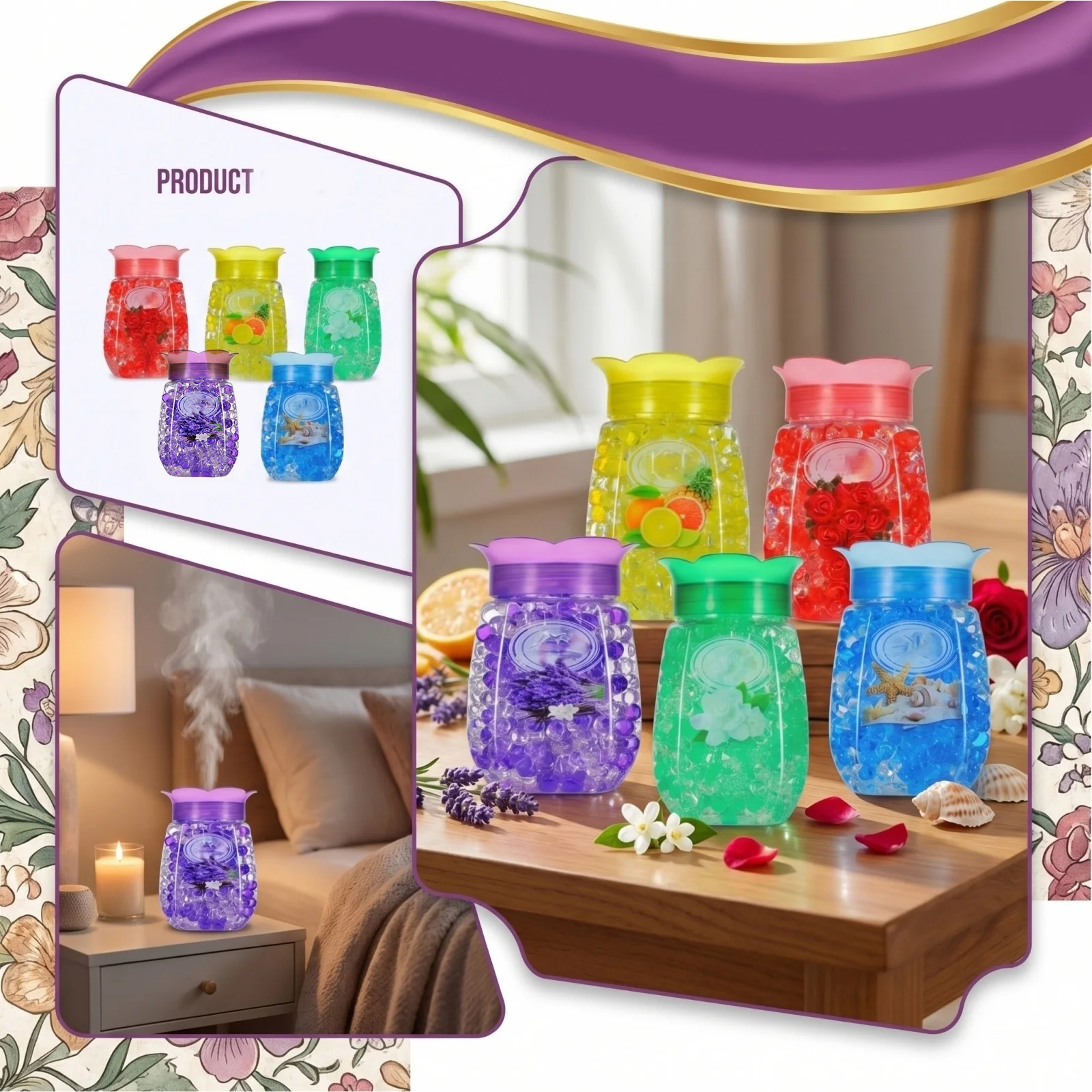 Air Freshener Crystal Bead Gel Odor Eliminator Long Lasting Scent Beads For Home Bathroom Bedroom And Closet Use