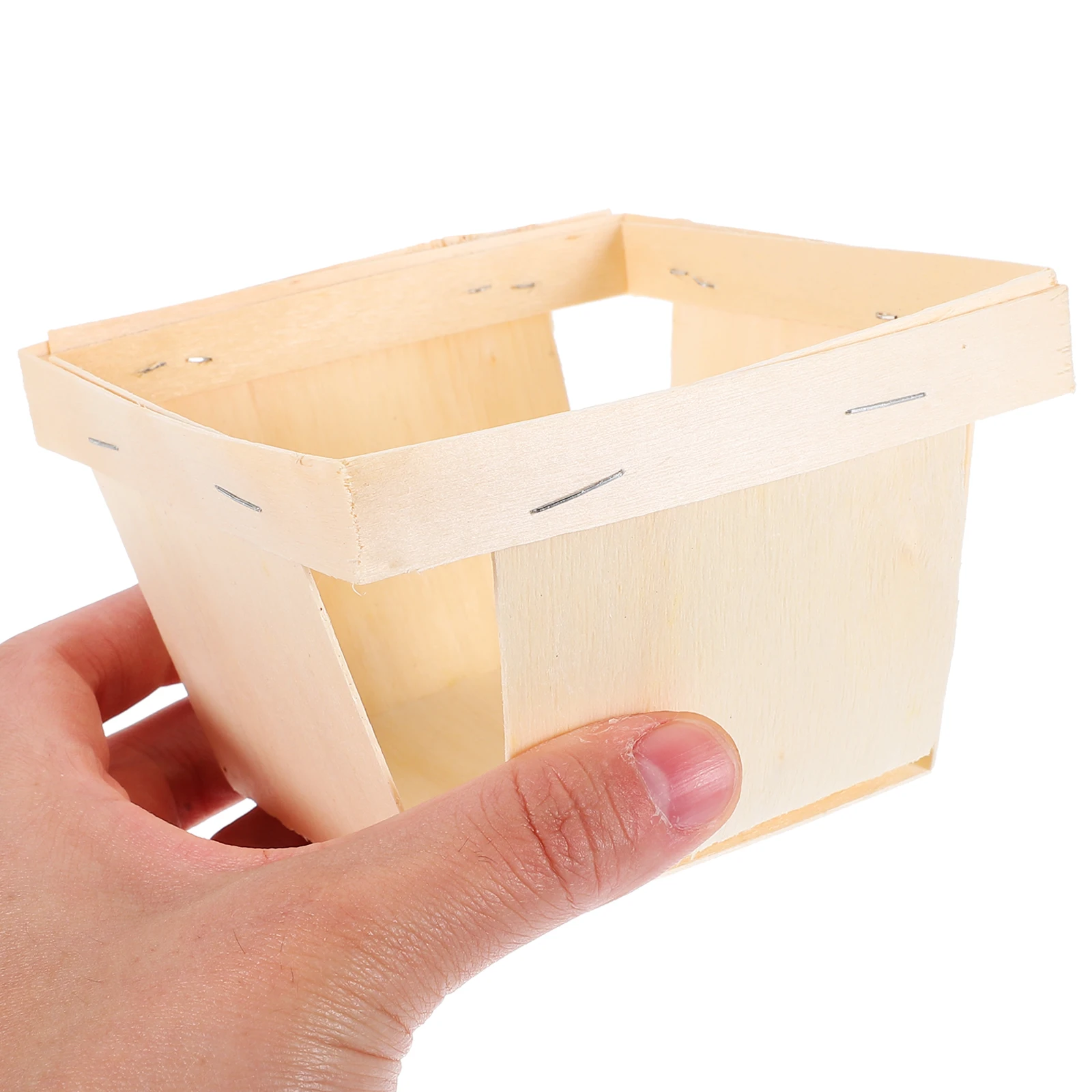 

4pcs Wooden Storage Box Small Baskets Fruit Vegetable Kitchen Table Decor Bread Dessert Basket Strawberries Home Garden