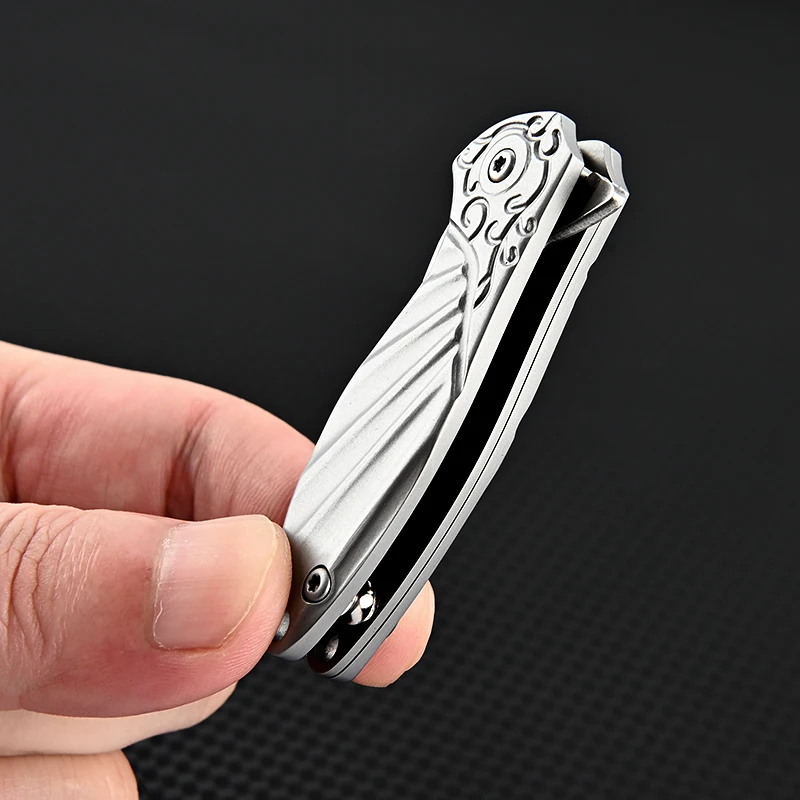 D2 Blade Stainless Steel Forming Knife Outdoor Camping Self Defense Emergency Survival Knife Folding Portable Keyknife