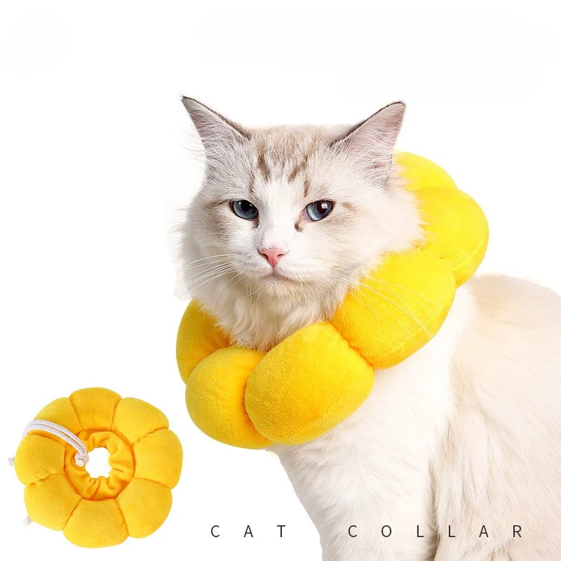 

Sunflower Filled Cotton Collar Anti Licking Donut Cat Collar Pet Shame Ring Anti Biting Cat Ring Wholesale 불임 고양이 핥기 방지 목걸이