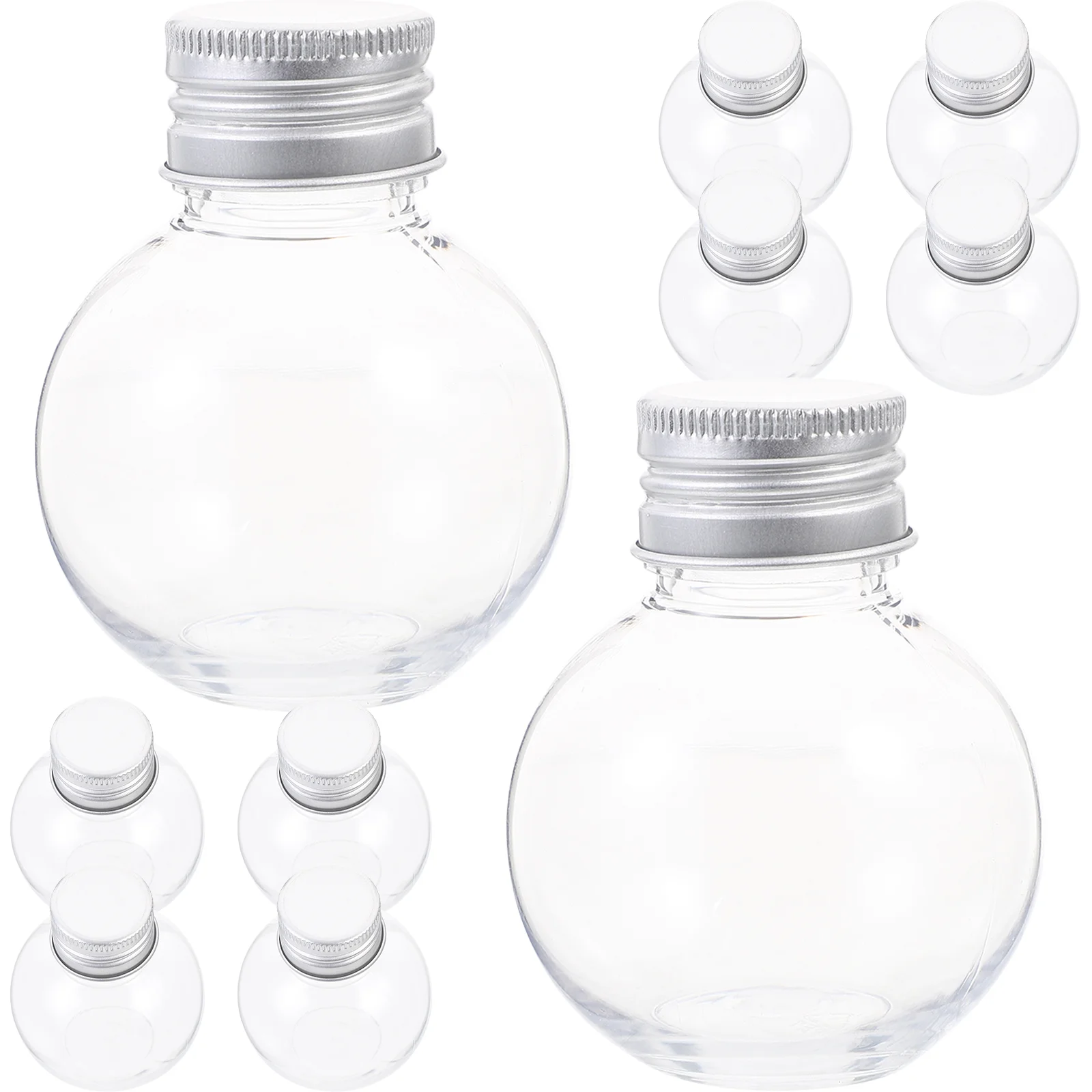 

10 Pcs Transparent Spherical Bottle Plastic Juice Bottles Anti-leak Light Bulb Milk Outdoor Bulbs Candy with Caps