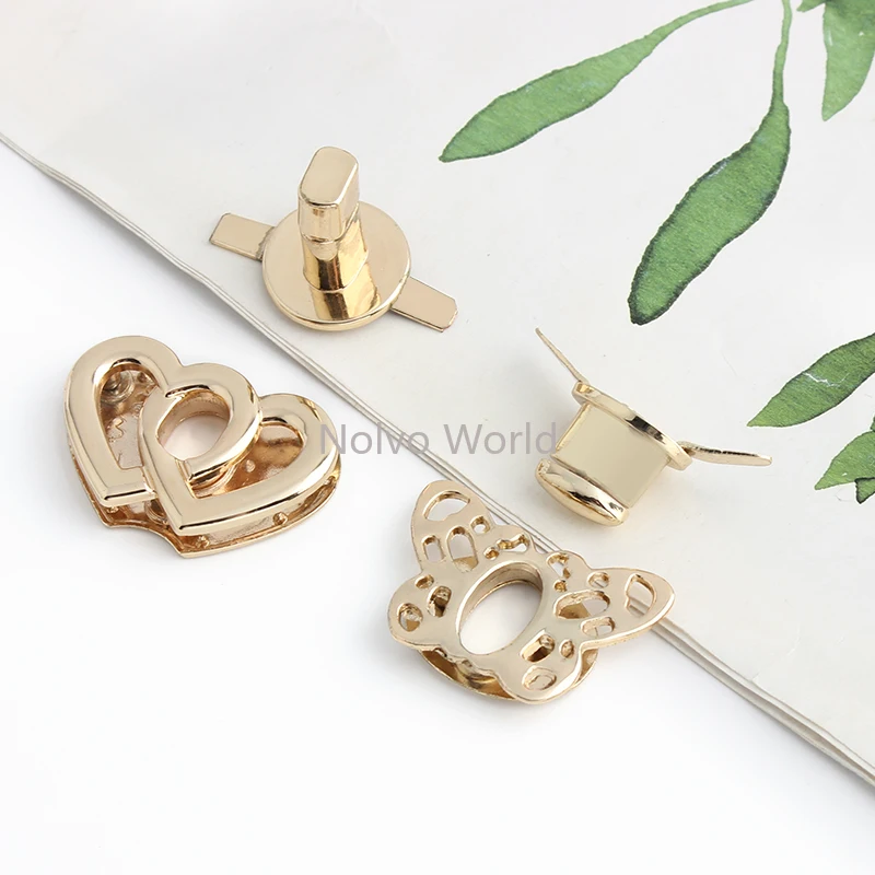 Silver/Gold Flower/Butterfly/Oval Shape Various Designs Shiny Twist Lock For Clutches Bags Purse Press Push Locks Accessories