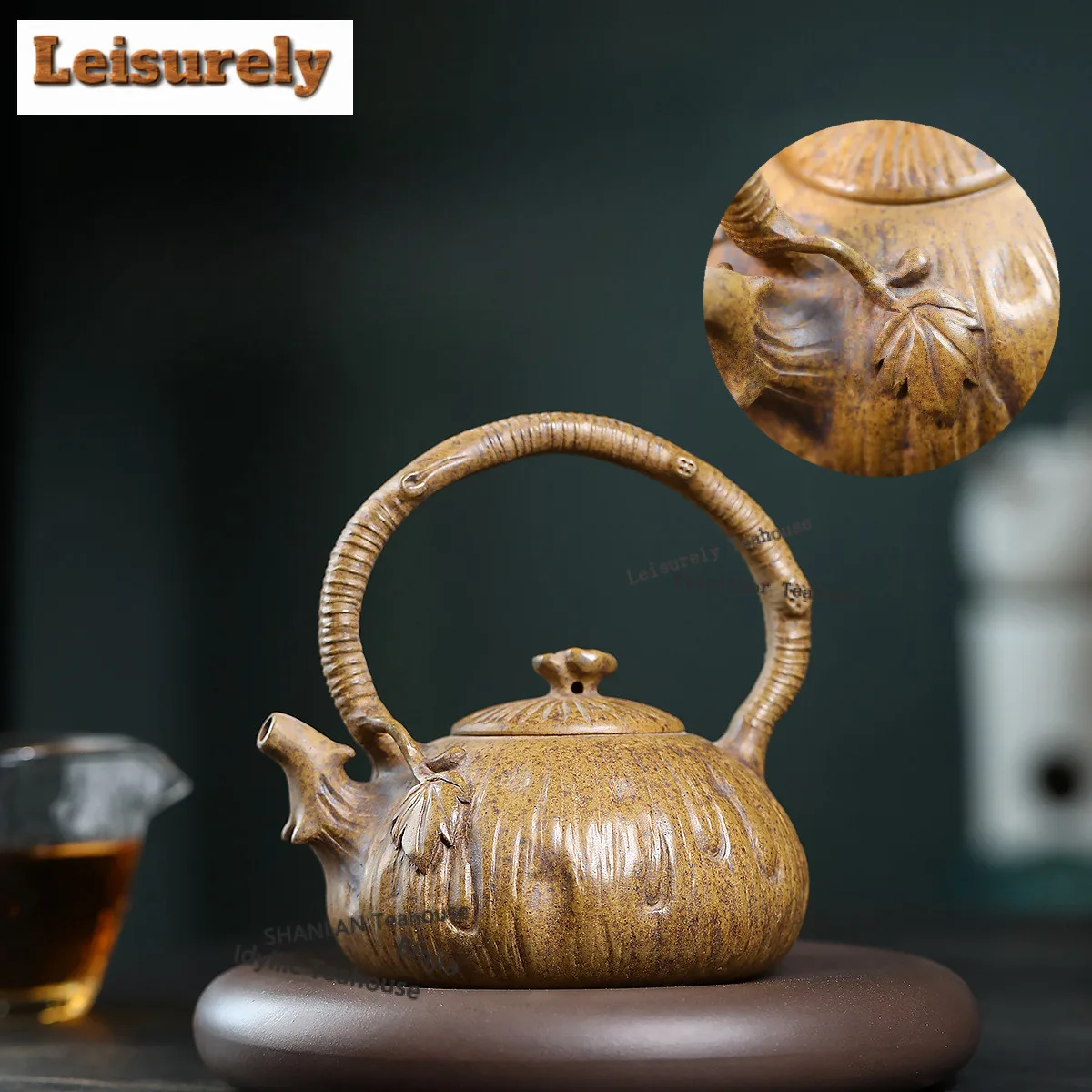 

400ml Yixing Purple Clay Teapots Handmade Lifting Handle Pot Raw Ore Wood-fired Porcelain Mud Kettle With Infuser Zisha Tea Set