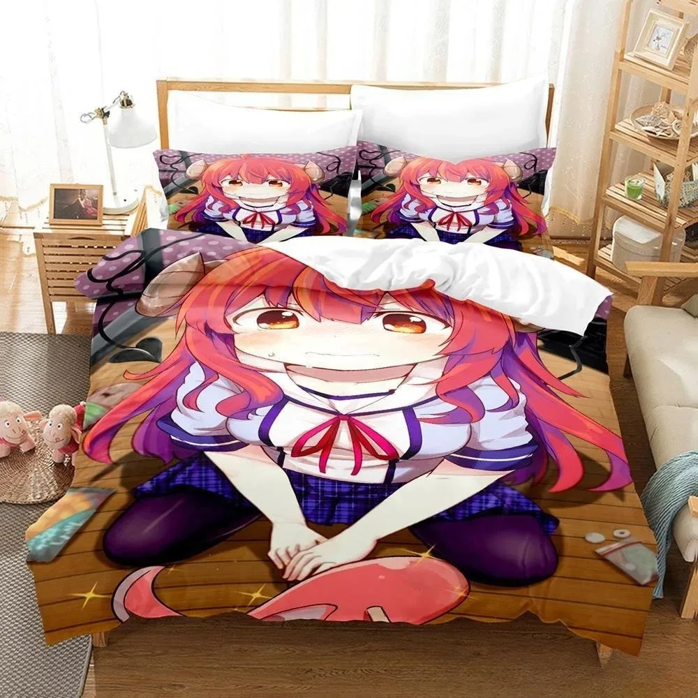 New Anime Girls The Demon Girl Next Door Bedding Set Single Twin Full Queen King Size Bed Set Adult Kid Bedroom Duvetcover Sets