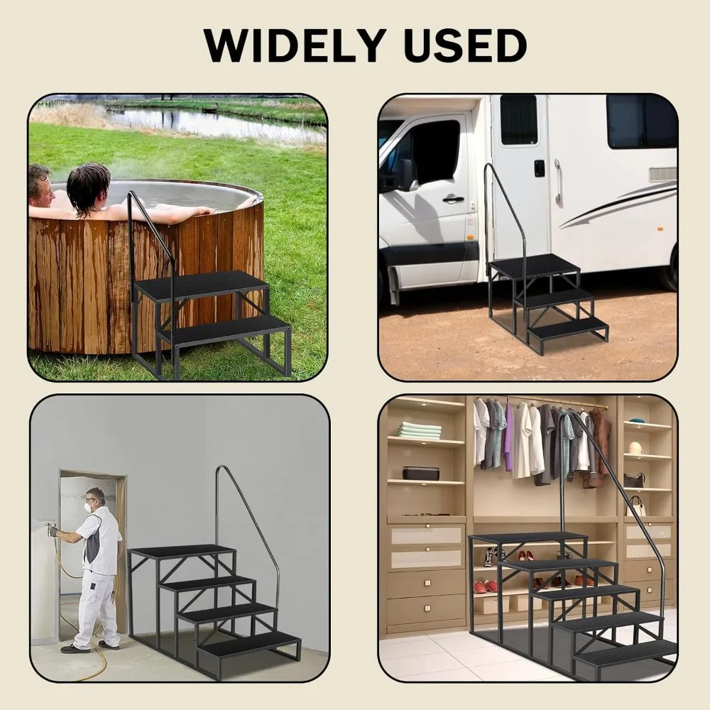 Robuste oberirdische Poolleiter mit 660 Pfund Kapazität, Tritthockergriff, Outdoor-Wohnmobil-Treppe für Camping und Reichweite