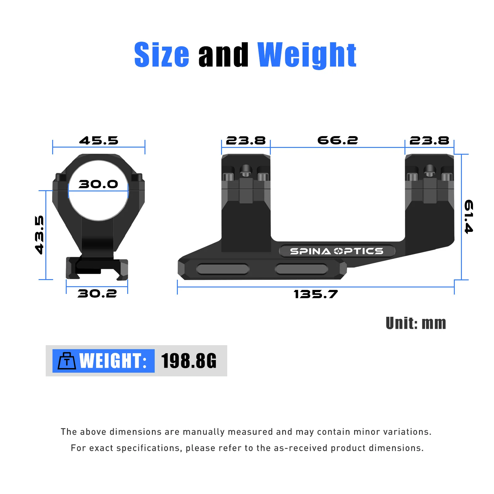 ​​SPINA OPTICS 6061-T6 วงแหวนอลูมิเนียมอากาศยาน 30มม ฐานรางพิคาทินี แรงต้านสูง ทนต่อการสะท้อนกลับแบบสั่นสะเทือน​​