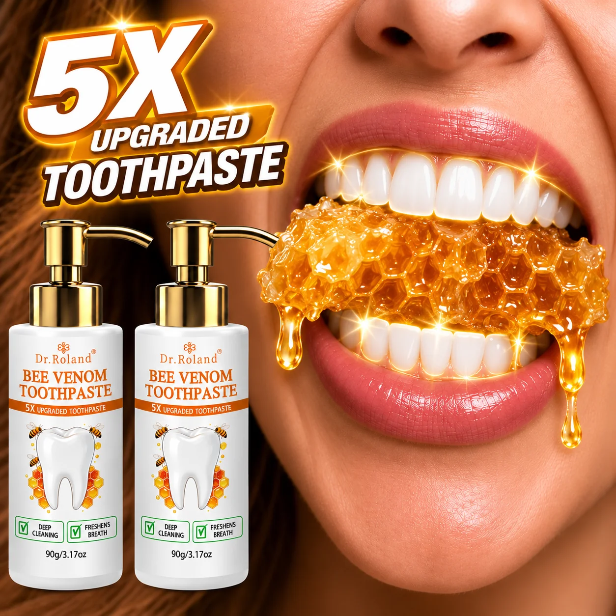 2PCS Bee Venom Hydroxyapatite Toothpaste Enamel Care Teeth Whitening Sensitive Teeth Deep Cleaning Fresh Breath Fluoride Free