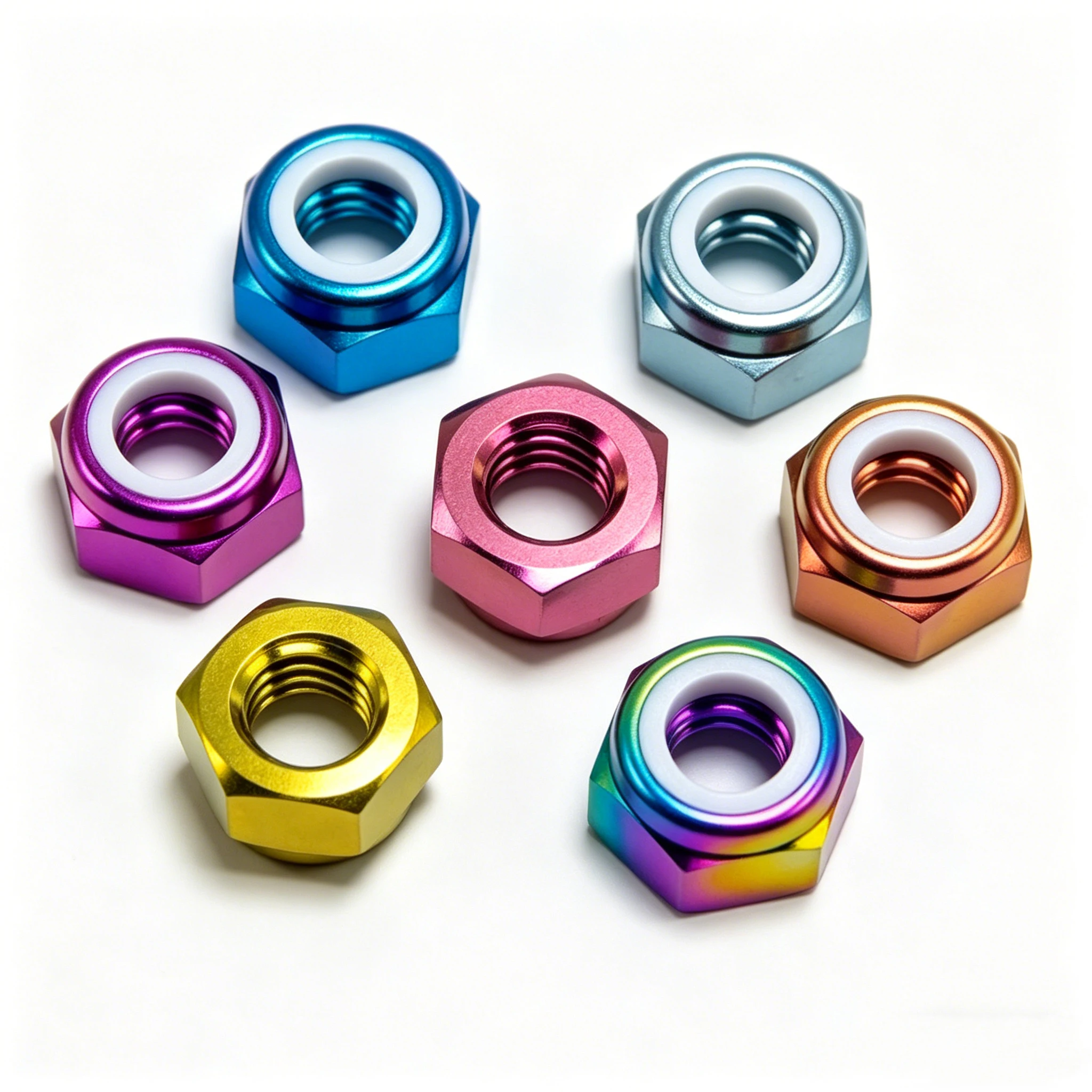 10Pcs DIN985 Standard Colourful Titanium Alloy TC4 GR5 Nylon Insert Lock Nut M5 M6 M8 M10 Thread Locking Nuts