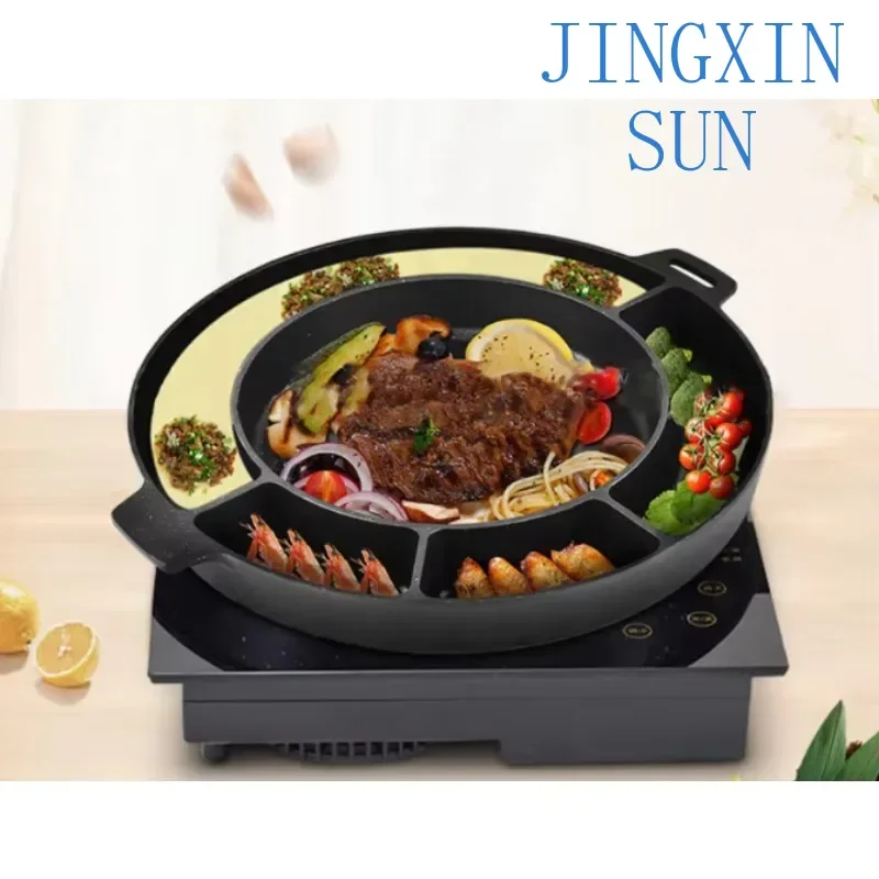 6 in 1 Non Stick Kitchenware Thickened Aluminum Alloy Frying Pan Black Breakfast Frying Pan Set
