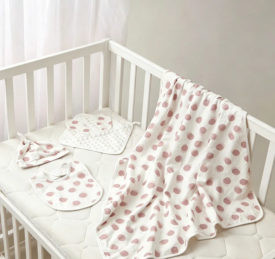conjunto-de-roupa-de-cama-para-bebe-com-estampa-de-bolinhas-macio-e-confortavel-4-pecas