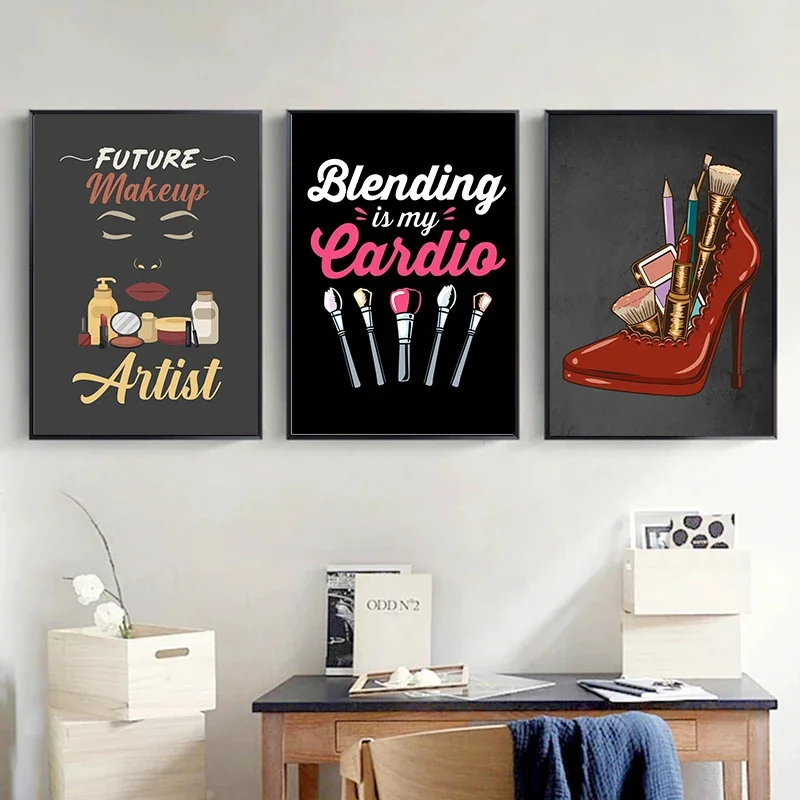 Beauty Makeup Canvas Poster Lipstick Nail Polish HD Print Fashionable Wall Art Picture for Living Room Girls Bedroom Home Decor