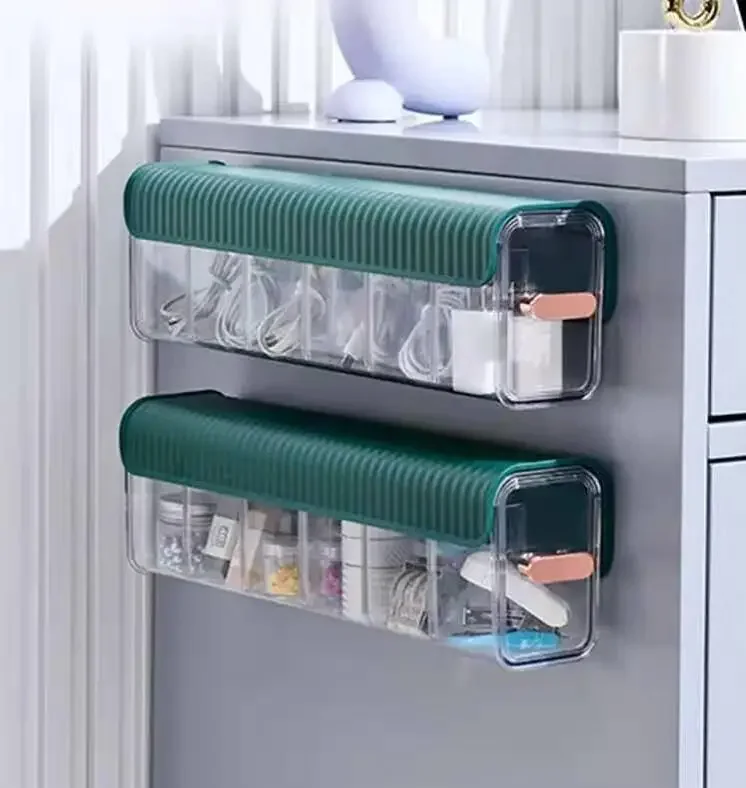 Wall Hanging 6 Grids Transparent Plastic Underwear Socks Organizer Box Closet Seasoning Data Cable Storage Box Ties Organizer