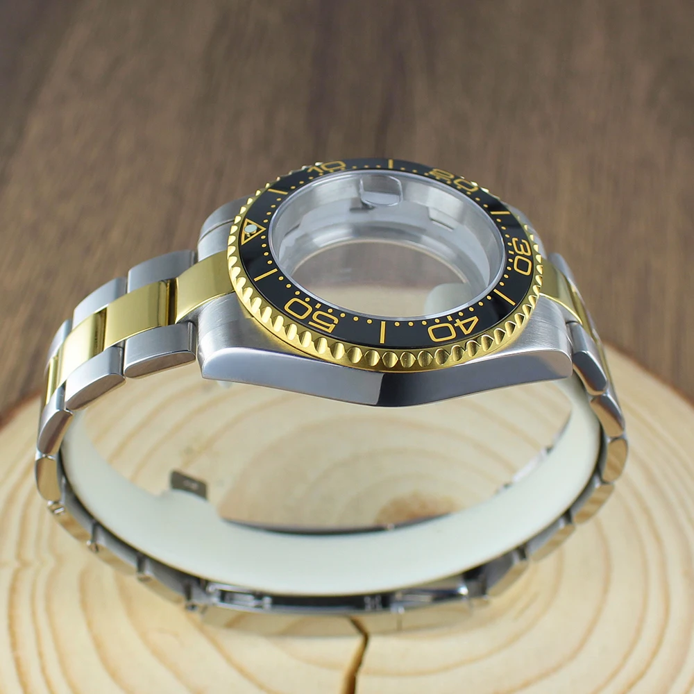 40mm NH35 Watch Case bands Sapphire for Seiko NH35 NH36 8215 2824 Sliding Lock Watch Bracelet Repair Part Seamaster bezel insert