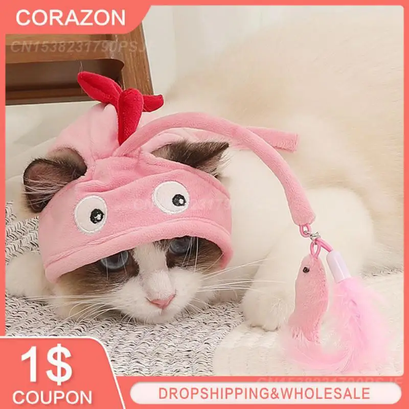 Cat Hat Accessories Can Be Replaced Suitable For All Seasons Cat Supplies Pet Toy Cat Teaser Cute Short Plush Fabric