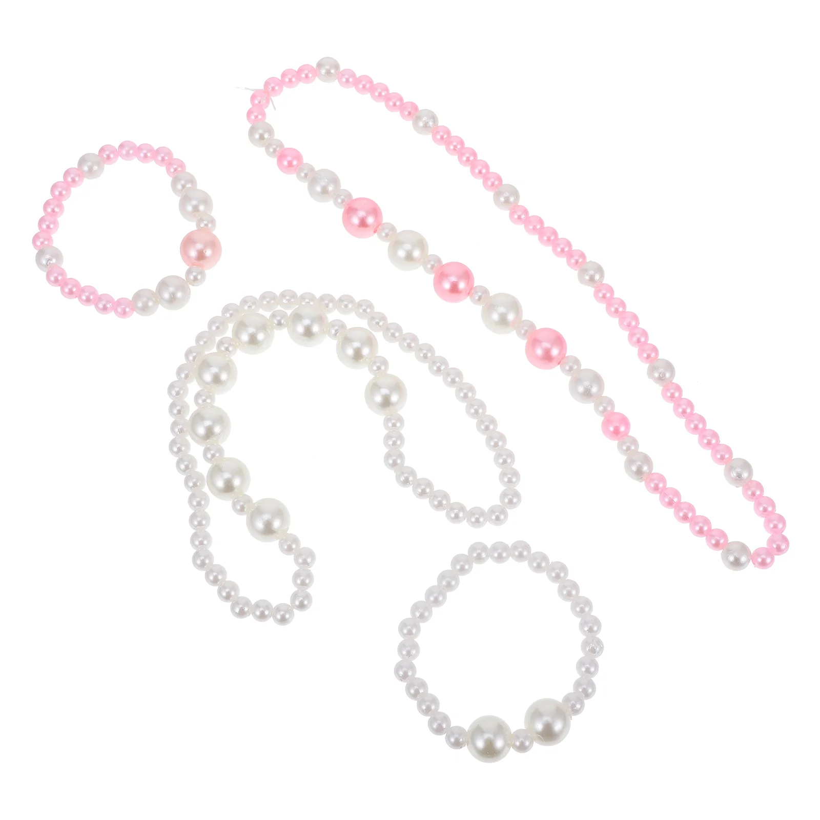 

1Set Girl Beaded Necklace Bracelet Set Imitation Pearl Jewelry Cute Kids Party Gift Necklace and Bracelet Set Girls Jewelry