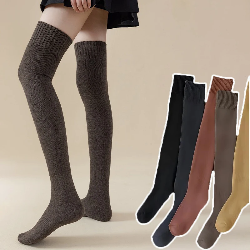 

1/2Pairs Women Over Knee Leg Long Stockings Over-thigh High Tube Knitted Thermal Hosiery Female Winter Super Warm Wool Socks