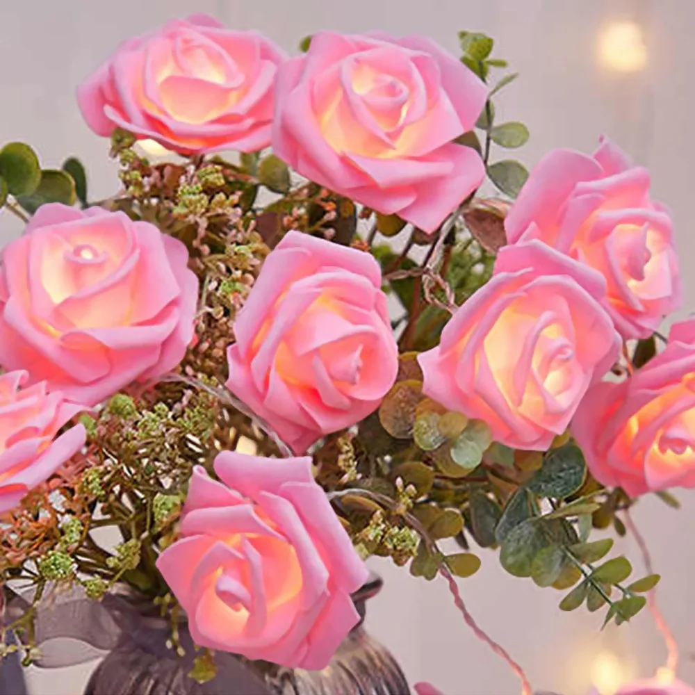 

Romantic LED Rose String Lights 1.5/3 M Flower Garland Simulated Flowers Lights 10/20 LED Warm White Atmosphere Lamp