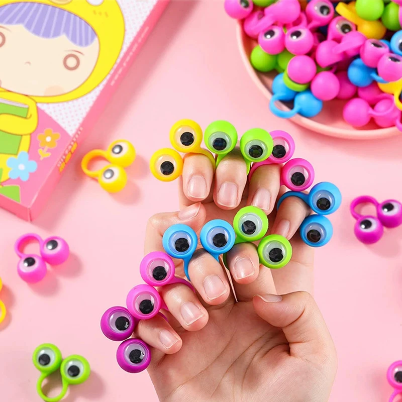 20pcs Finger Puppets Rings Puppets Wiggly Eyeball Favors Classroom Prizes Christmas Gift Pinata Toy for Kids Birthday Party