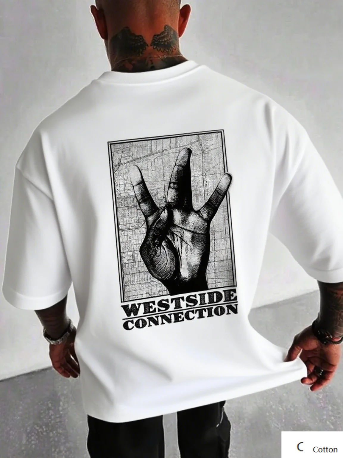 

Mens Cotton T Shirt Featuring Westside Connection Graphic Hand Gesture Design Streetwear Classic Print New Arrival Tee S-4XL