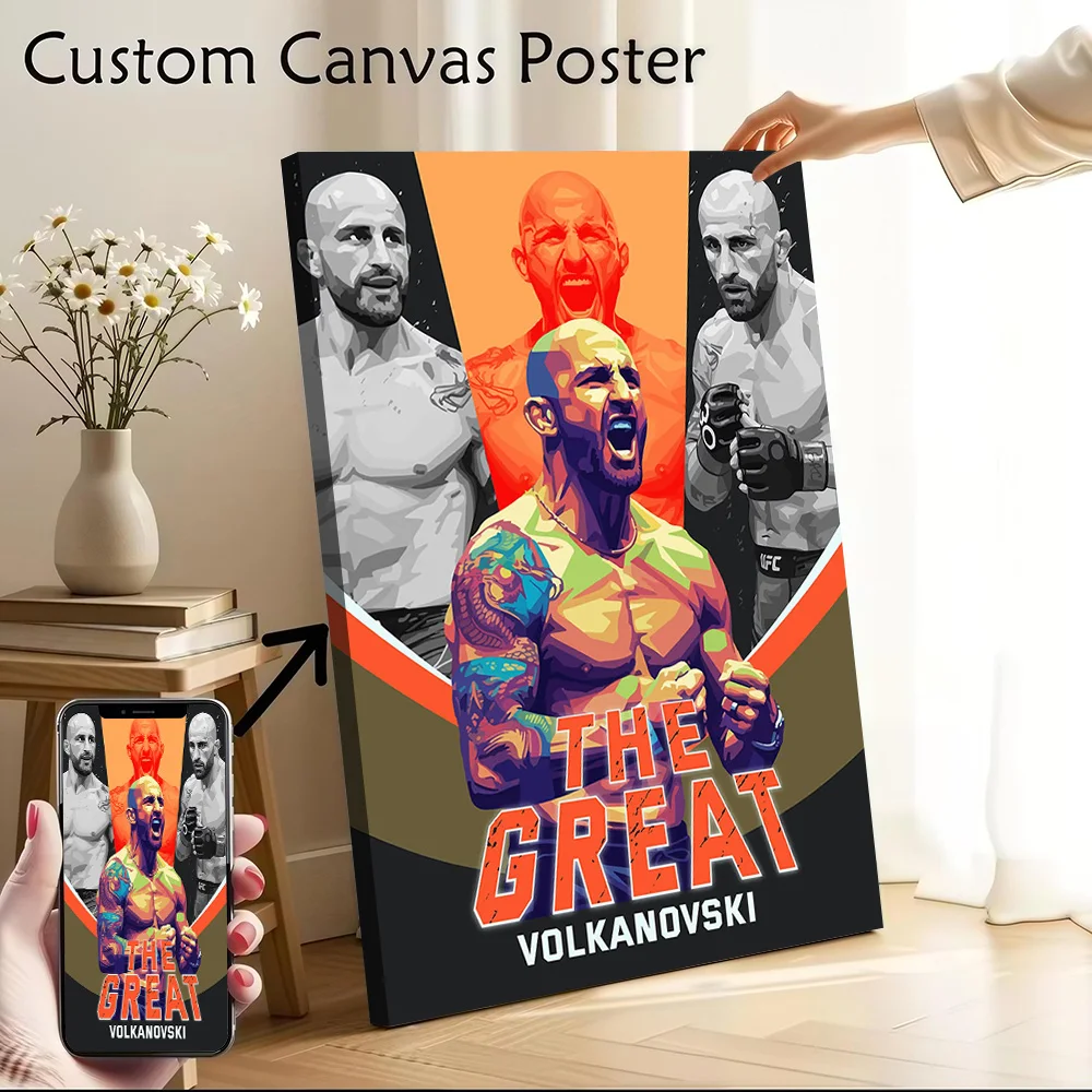 Póster de Lona con Diseño de Alexander Volkanovski, Luchador de MMA, Impresión Personalizable, Arte de Pared para Fanáticos, Accesorios de Interior