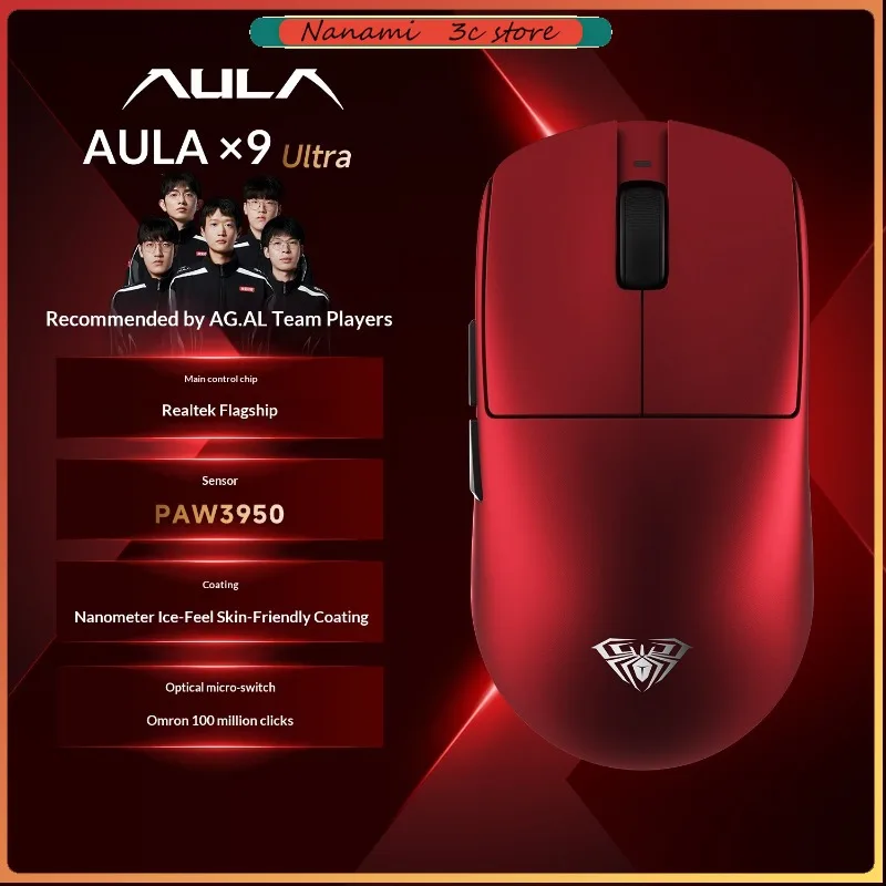 

AULA X9 Ultra Gaming Mouse Low Delay Long Battery Life Lightweight Ergonomic Custom Wireless Tri-mode Mice PC Accessories Gifts