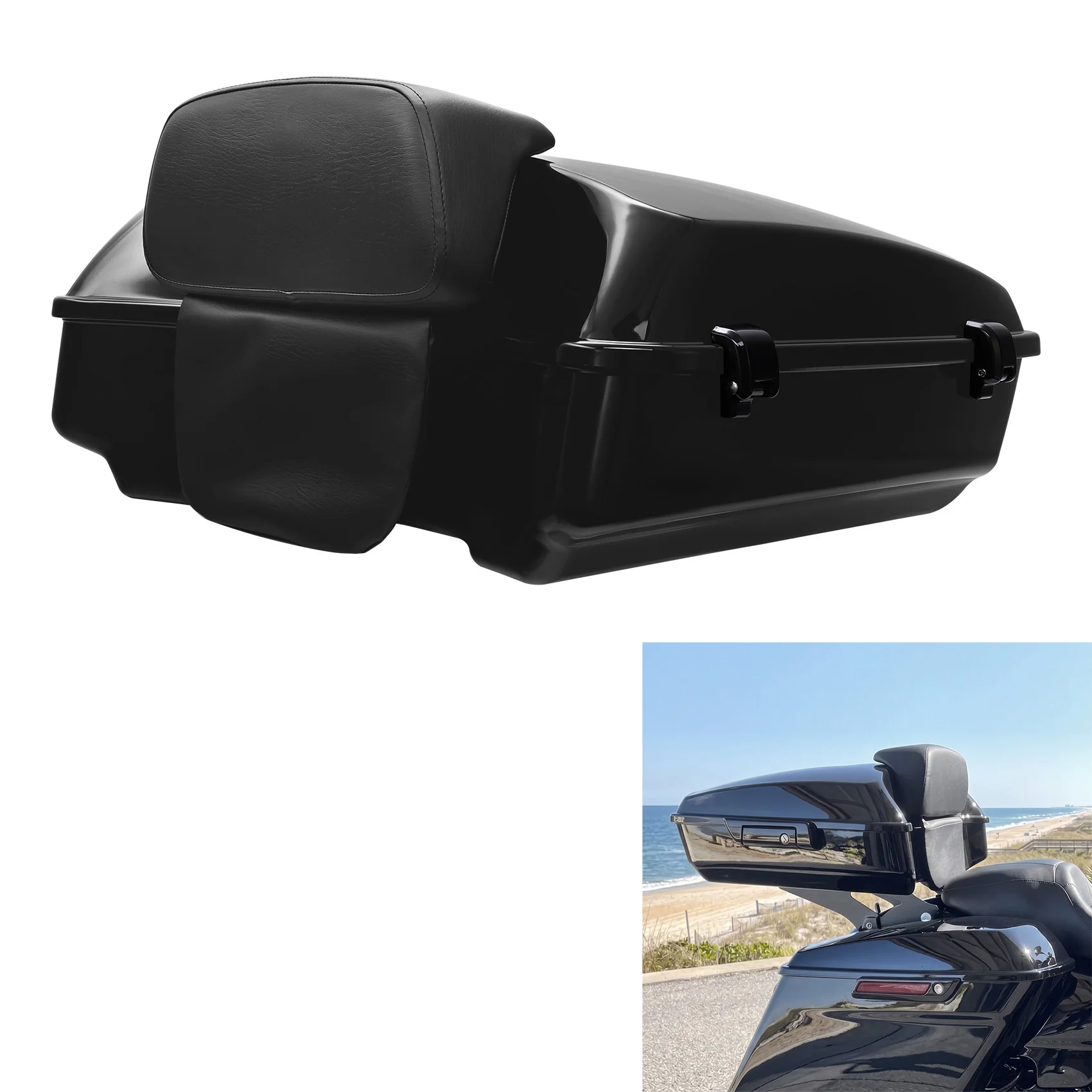 Motorcycle Chopped Trunk Black Latch Backrest For Harley Touring Road King Electra Glide Road Glide 2014-2022 2018