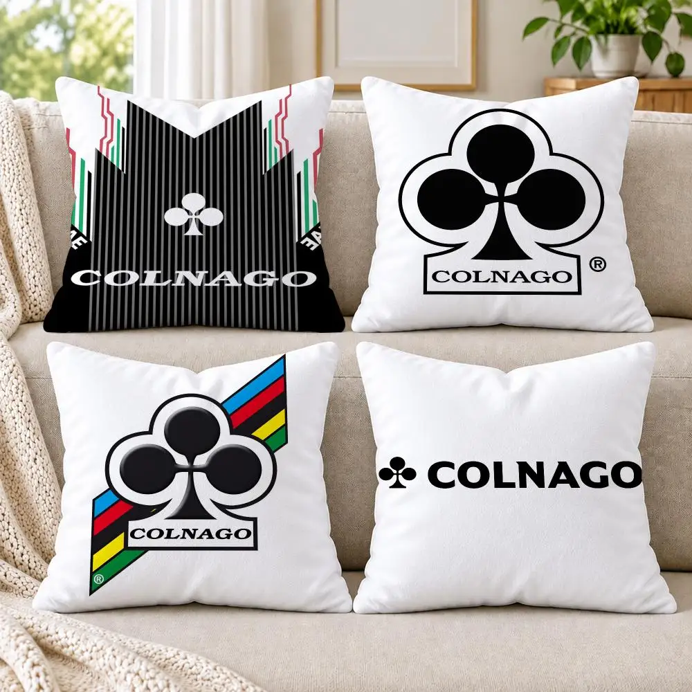 Racing C-ColnagoS Bicycle Logo Cushion Cover Short Plush Double-Sided Printing Sofa Bedroom Pillow Case Aesthetic Home Decor