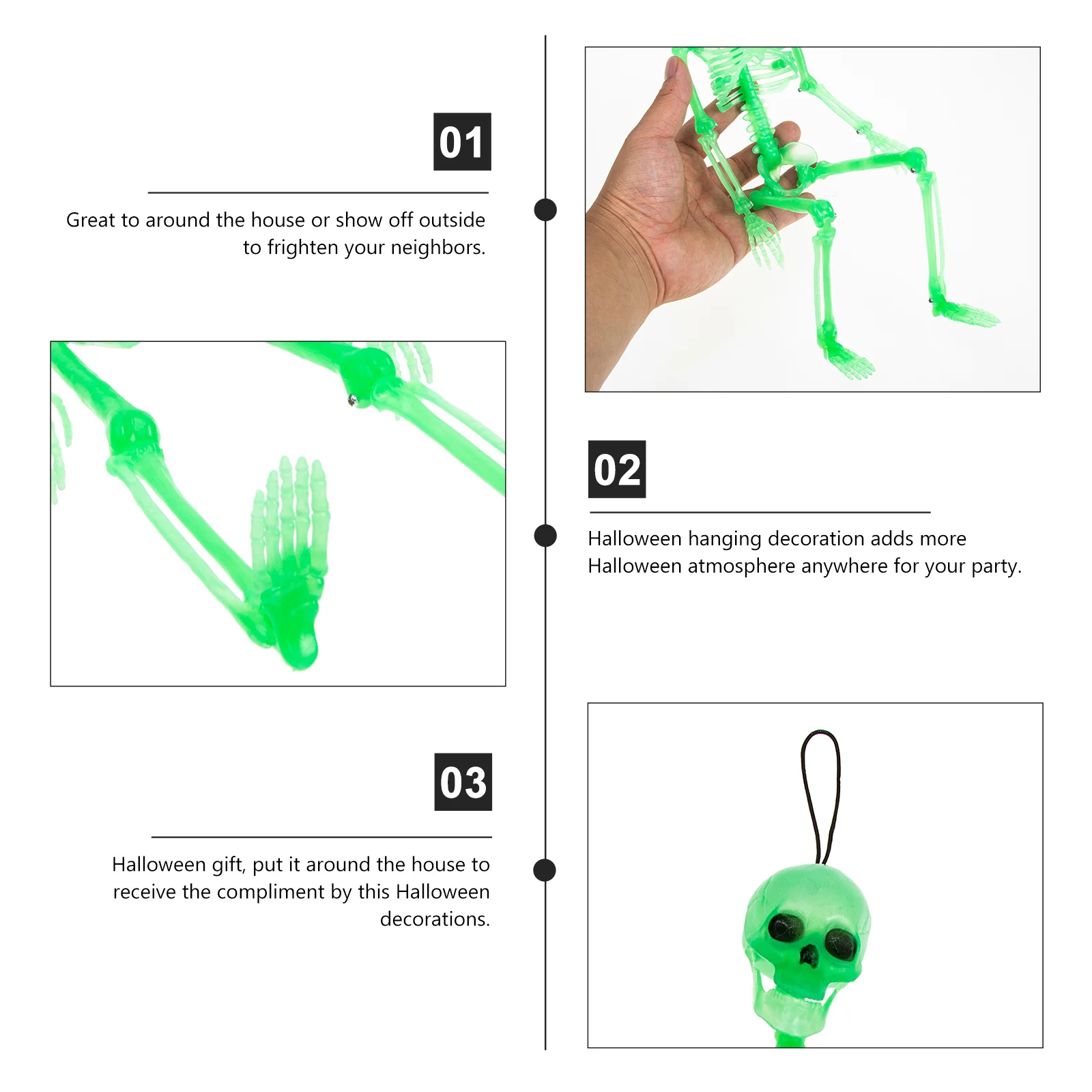 

Luminous Skull Hanging Decoration Realistic Halloween Prop For Haunted House Decor Festive Wind Chime Ornament