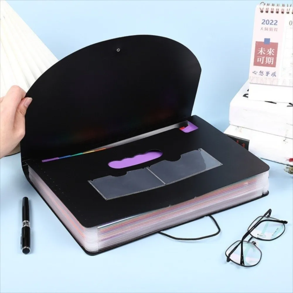 Space Saving 25 Pockets File Folder Organizer Plastic Rainbow Expandable Filing Box Multi-Purpose A4 Art Supplies Folder Office