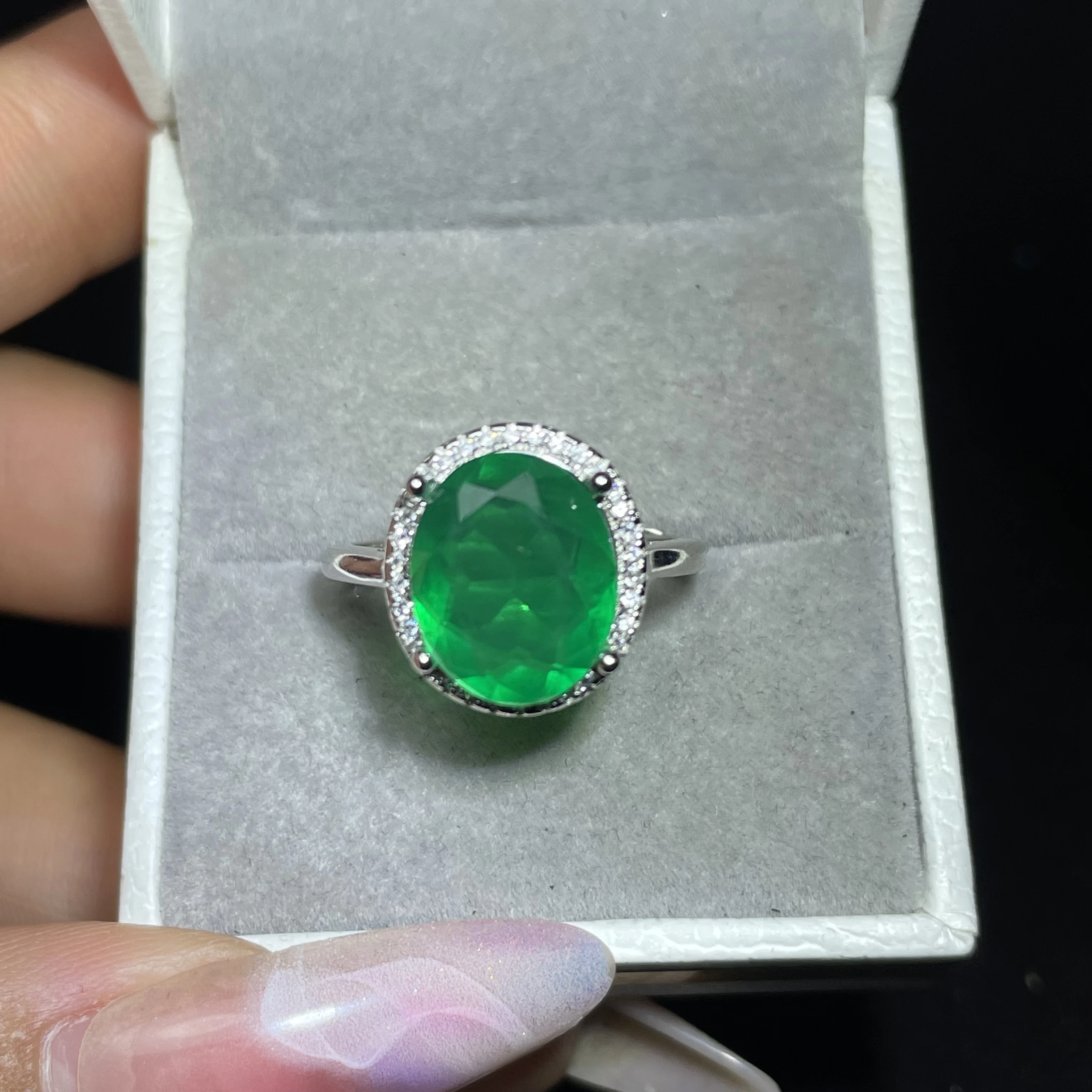 100% S925 pure silver green natural emerald ring - floral design, beautiful meaning, wedding ring
