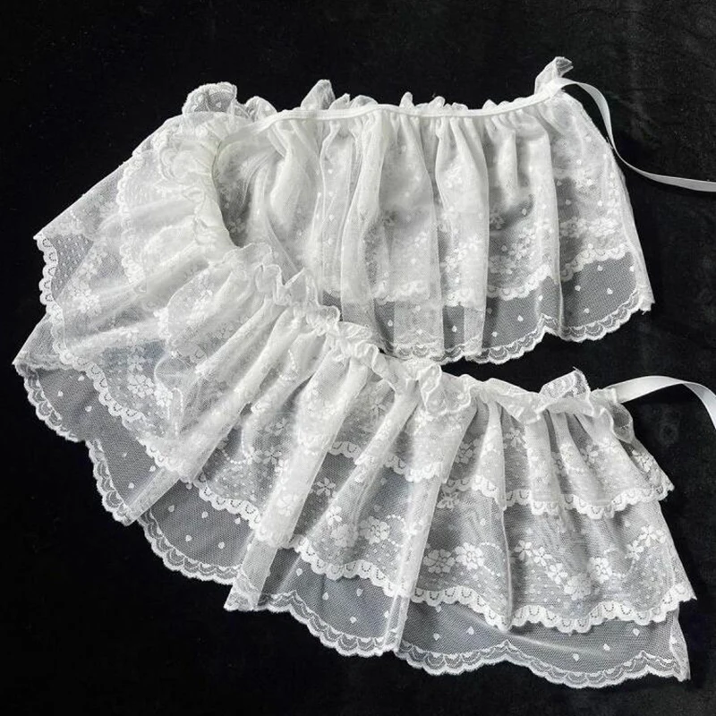 2026 Korean Ins Unique Lace Layered Gauze Skirts Lace Trim A-Line Short Cloth Mini Waist Skirts Harajuku Girl's White Skirts Y2K