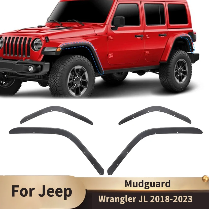 Mudguard Lip Protector Cover for Jeep Wrangler JL 2018+ 2021 2022 2023 Anti-collision Strips Flares Wheel Arch Cars Accessories