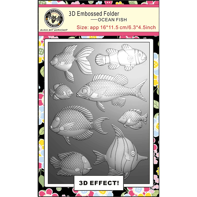 2024 New Ocean Fish Classic 3d Relief Carving Folder, Diy Paper Cuttings Mold Transparent Plastic Plate Design, Scrapbook