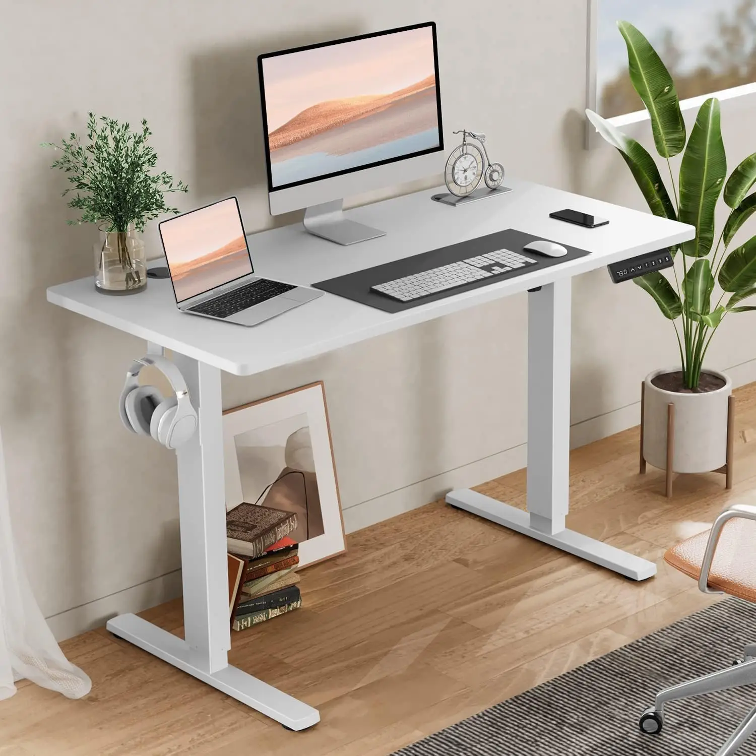 Escritorio de pie con altura ajustable, mesa de ordenador con elevación ergonómica de 48x24 pulgadas para el trabajo, la Oficina y el hogar