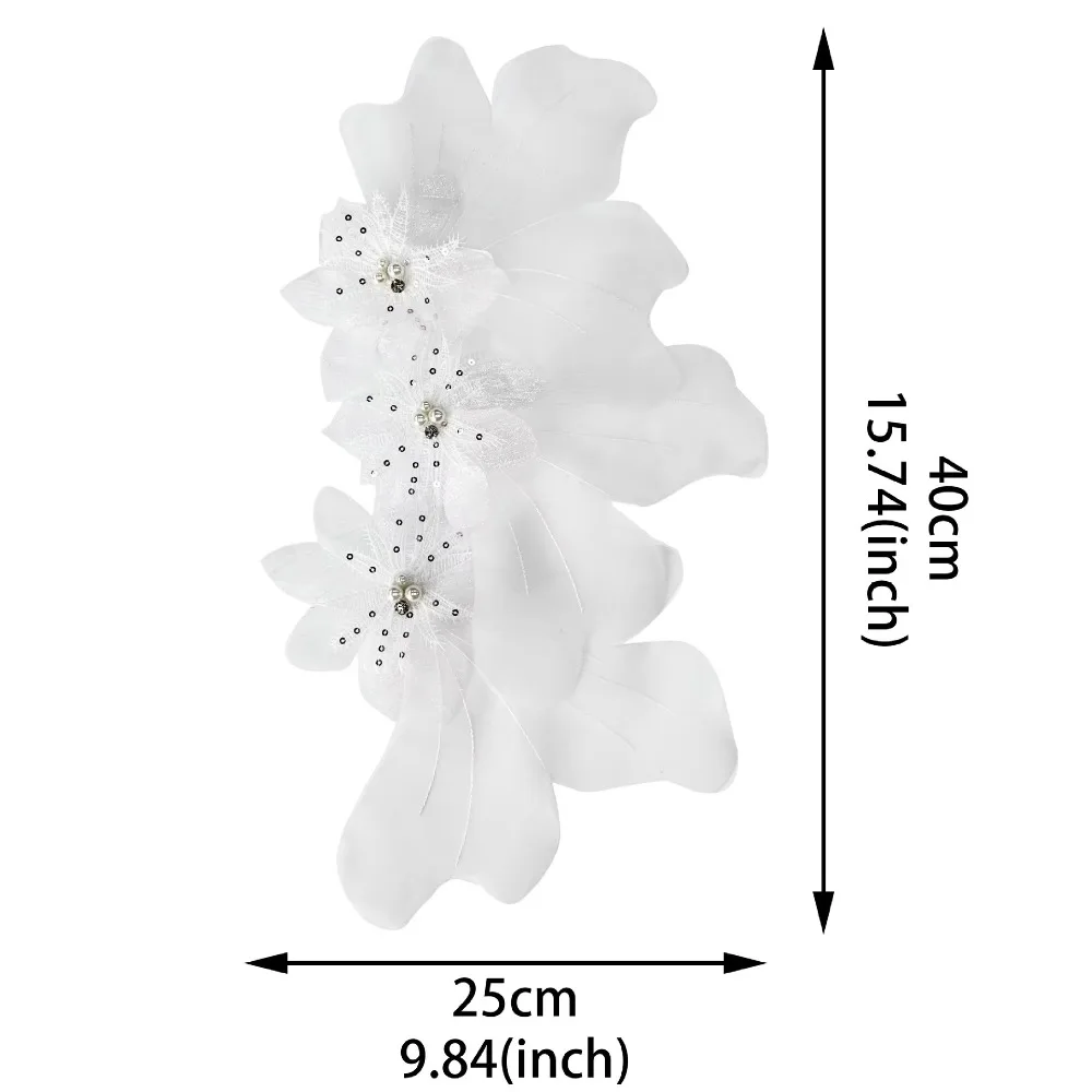 New Multi-layer Organza Flower Patch 3D Large Dress Cloth Pin DIY Hand-made Embroidery Studded Patch Corsage Accessory