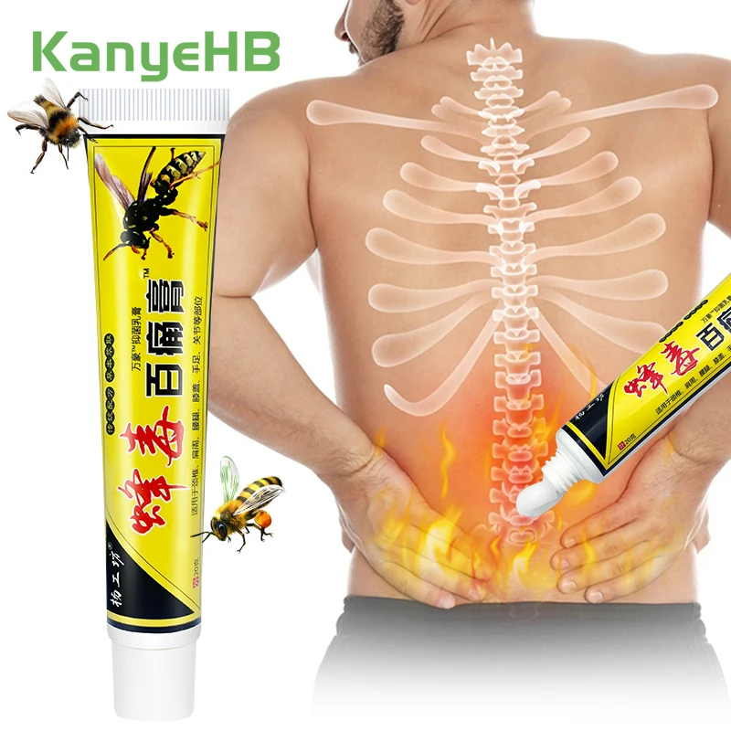 1Pcs Back Pain Ointment Bee Venom Arthritis Pain Shoulder Neck Cream Rheumatic Cervical Medical Cream Relieve Muscle Strain S047