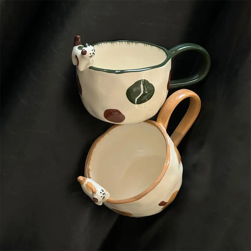 

Cute 3D Lying Cat Ceramic Coffee Mug Cup&saucer Coffee Mug Dining Table Milk Mugs Afternoon Tea Teacup Fruits Juice Cup