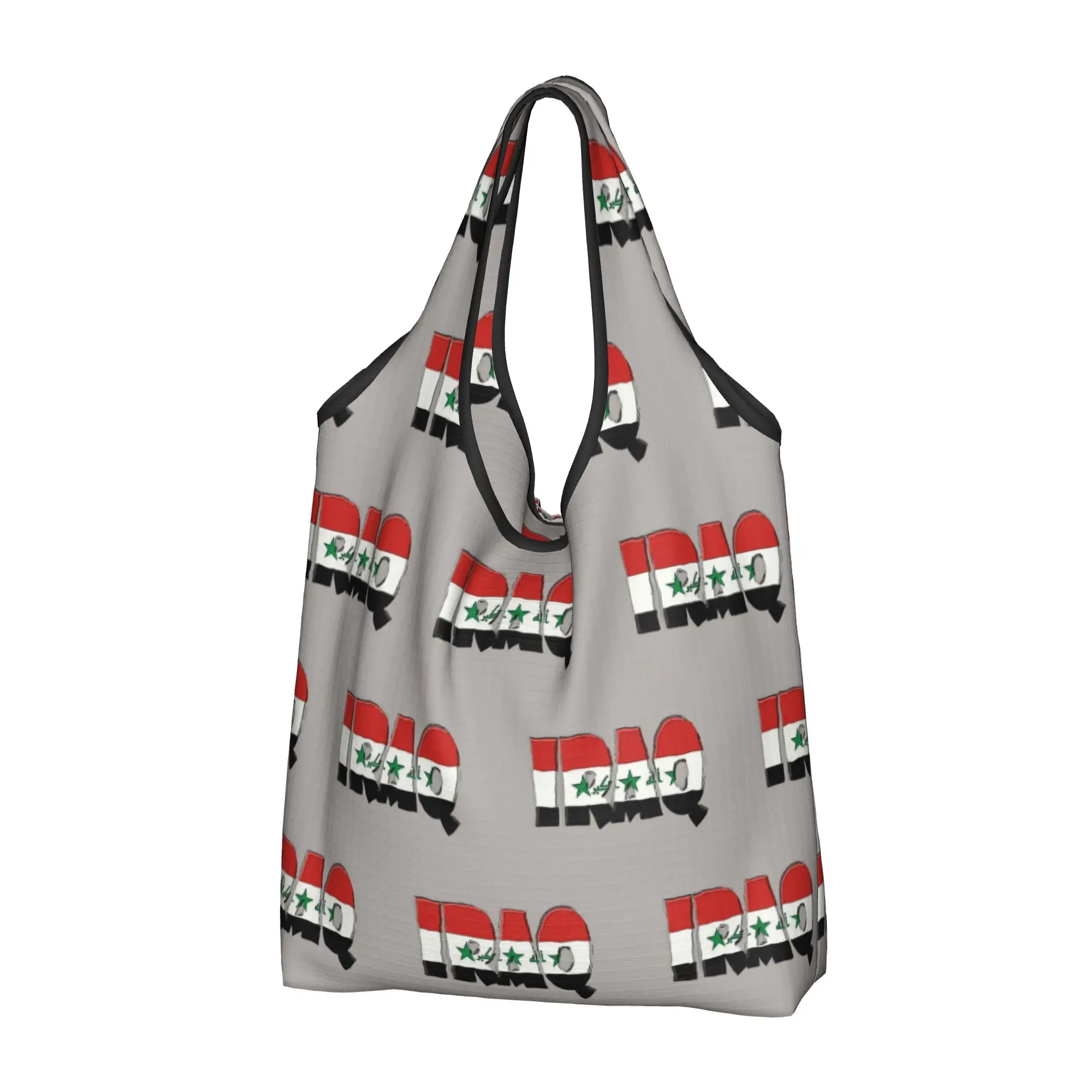 Iraq Font With Iraqi Flag Funny Print Grocery Shopping Tote Bag Women Cute Iraqi Turkey Israel Shopper Shoulder Bag Handbags