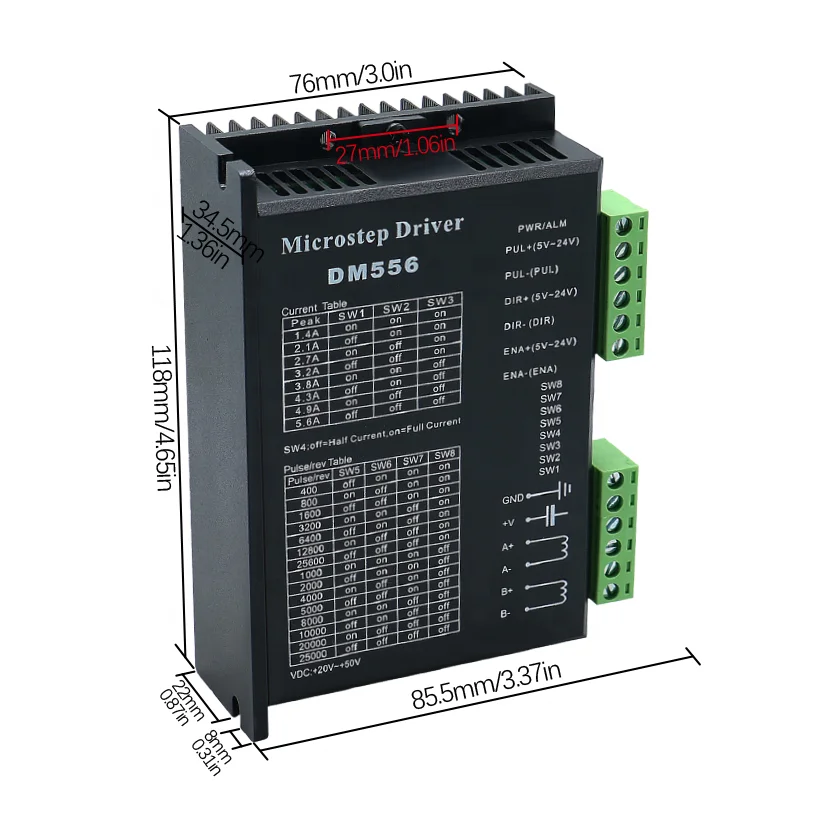 HLTNC Low Noiselow Two Phase Digital Stepper Driver Dc Motor Driver DM556 for  Nema23 57 Motor for CNC Router