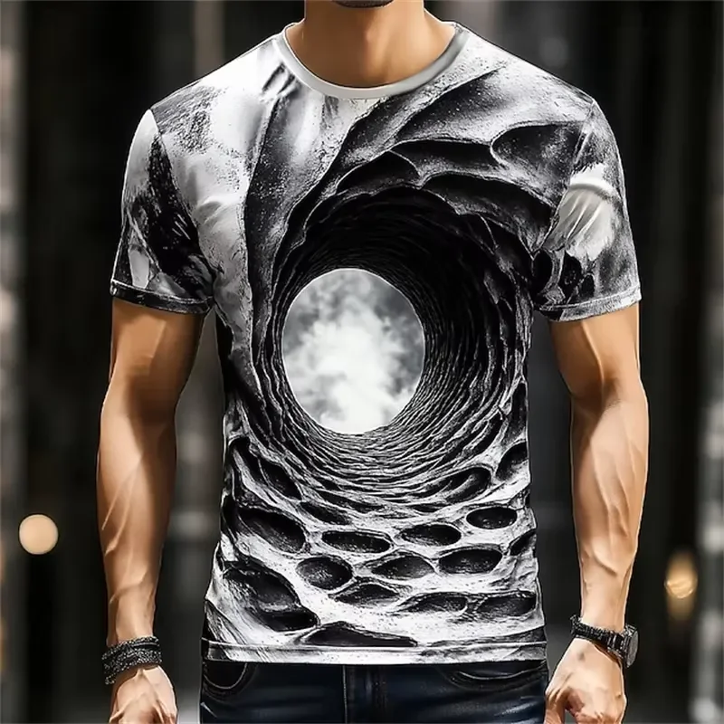 3D Printed optical illusion Men's T-shirt Short Sleeve Round Neck Personality Shirt Unisex Casual Clothing For Party 2026
