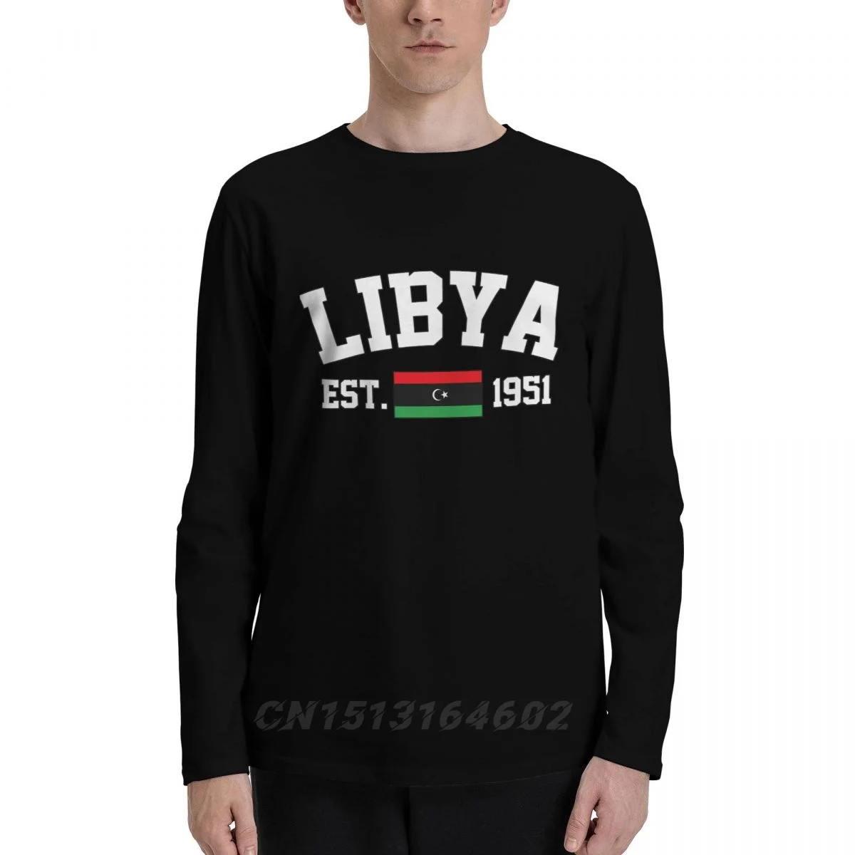 100% Cotton Libya Flag With EST. Year Long Sleeve Autumn T shirts Men Women Unisex Clothing LS T-Shirt Tops Tees