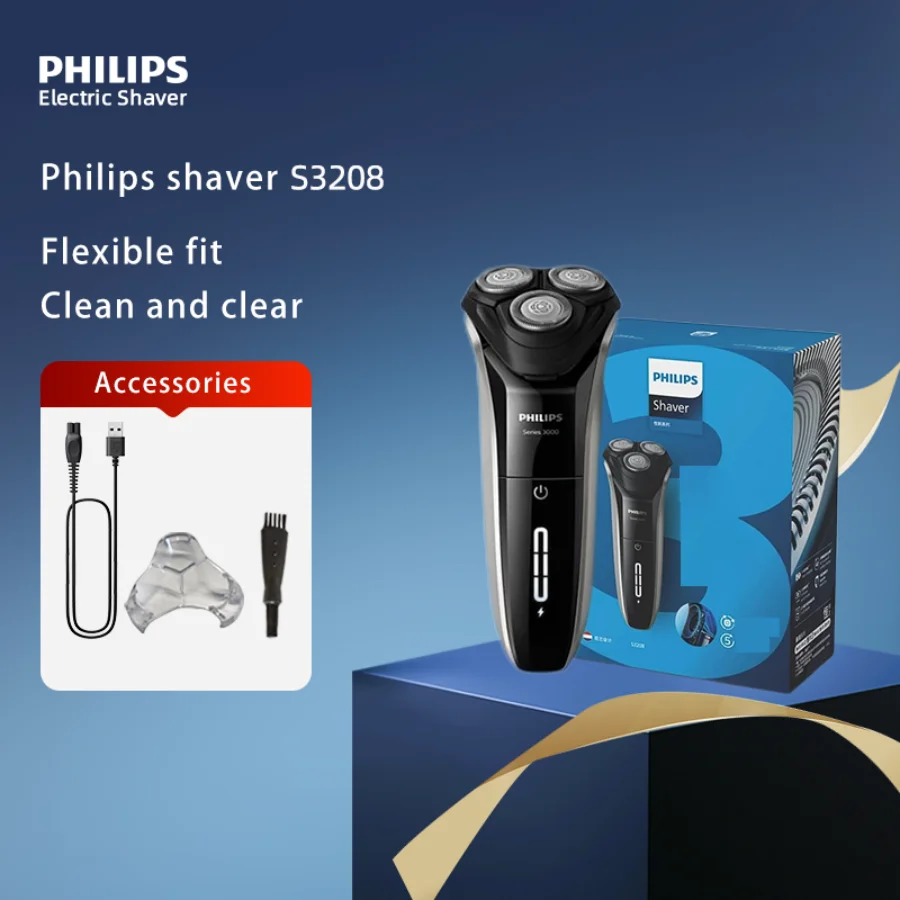 

PHILIPS New S3208 Electric Shaver Dry Wet Shaving Triple Blade 5-Way Floating Head Beard Trimmer Men's Electric Razors Machine