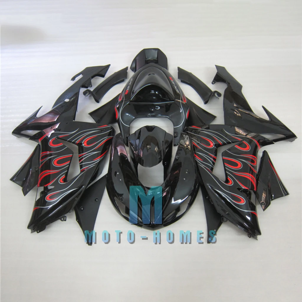 100% Fit Injection Fairing Kit for ZX-10R 2006 2007 Kawasaki Ninja ZX10R 06 07 Sport Racing Rebuild Bike Aftermarket Red Flames