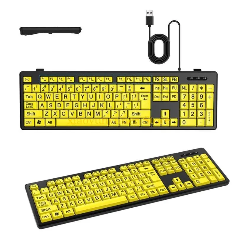 P9JB LED USB Keyboard 104Keys Standard Full Size, Large Print Computer Keyboard Easy Installation and Operation Easy to Read