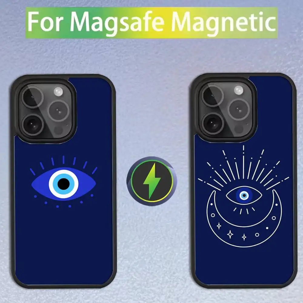 

Turkish Lucky Blue Evil Eye Phone Case For iPhone 16,15,14,13,12,11,Pro,Max,Plus,Mini,SE Magsafe Magnetic Wireless Charging